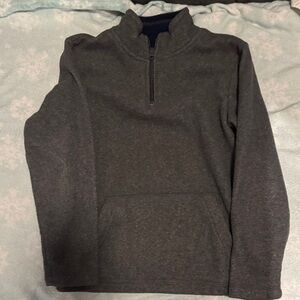 Place Boys Charcoal Zip-Up Fleece Pullover w/ Front Pouch